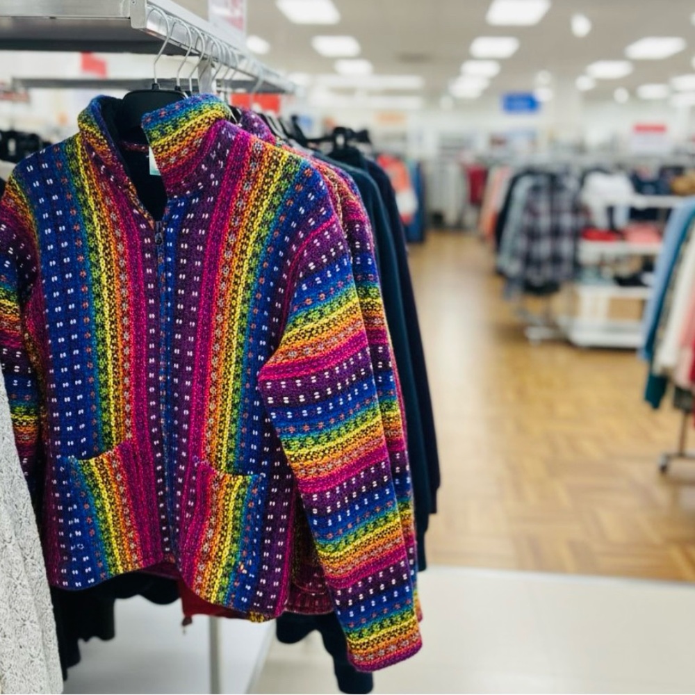 Wool winter Jacket sweater with warm soft lining Y2K Handmade in Ecuador